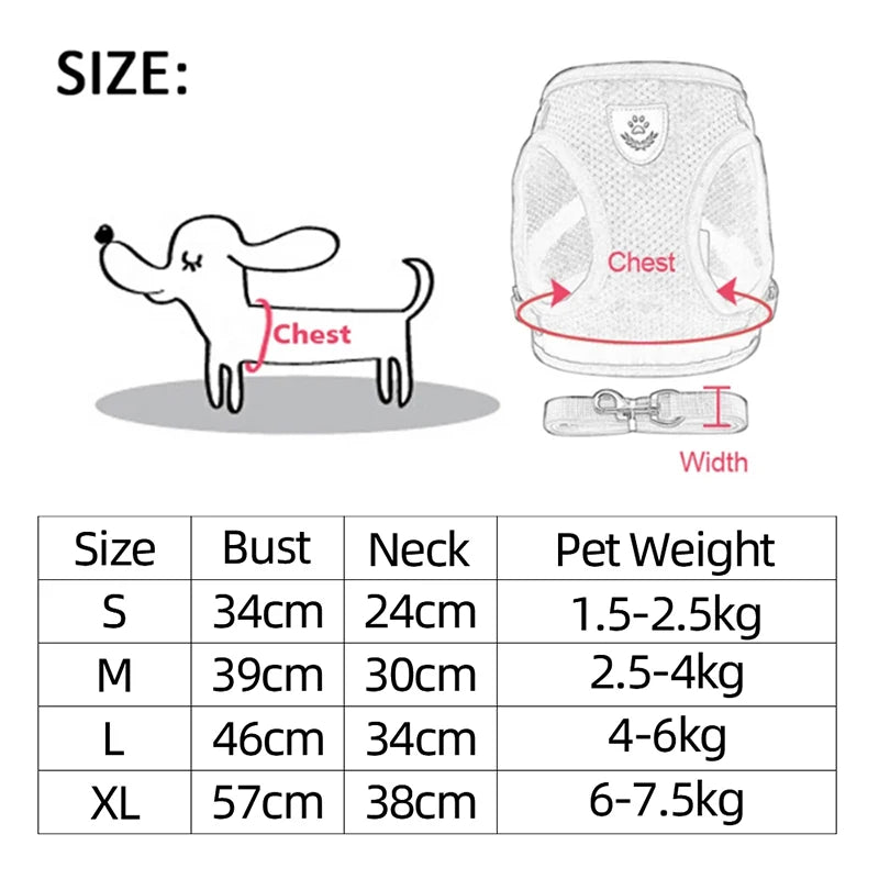 Reflective Adjustable Mesh Dog Harness &amp; Leash Set