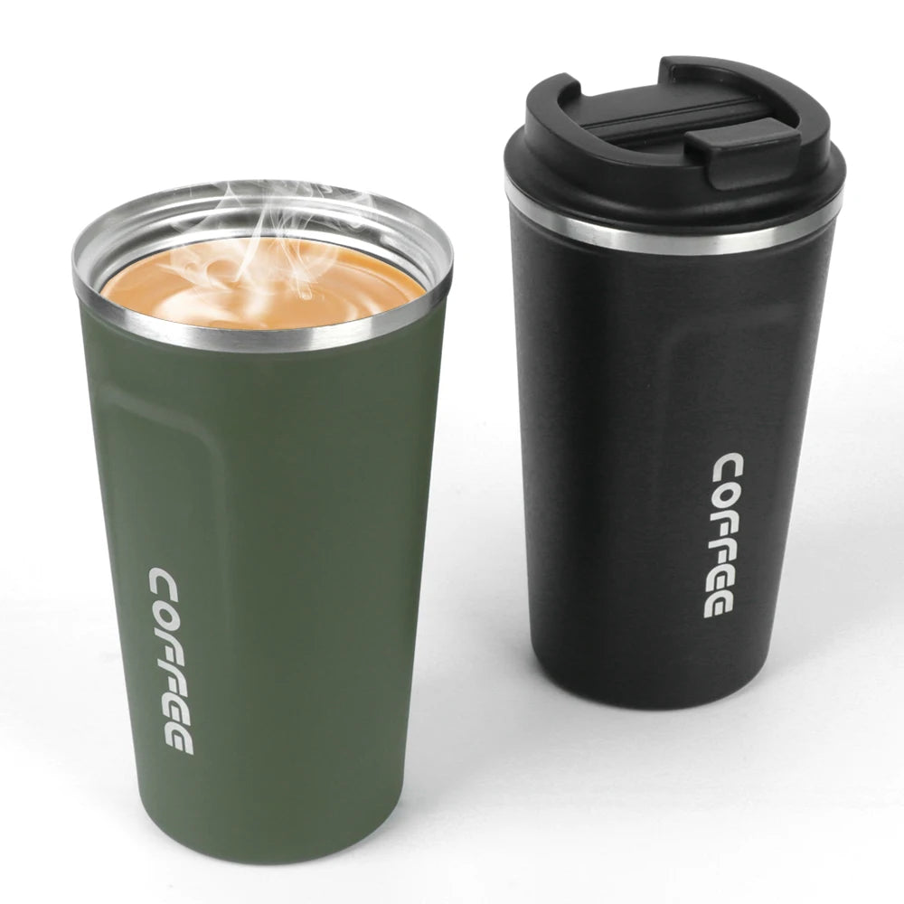 Stainless Steel Thermo Cafe Travel Mug - Leak-Proof, Double Insulated