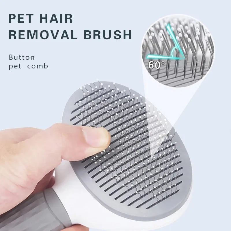 Self-Cleaning Pet Hair Remover Brush for Dogs &amp; Cats