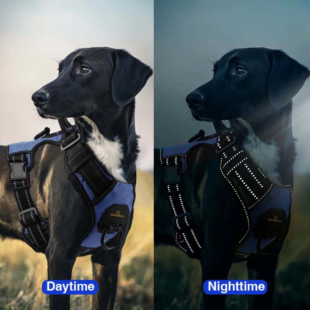 MASBRILL Reflective Nylon No-Pull Dog Harness | Adjustable &amp; Safe Vest