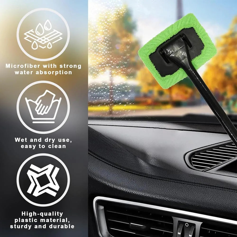 Car Window Cleaner Kit - Interior Auto Glass Wiper with Long Handle