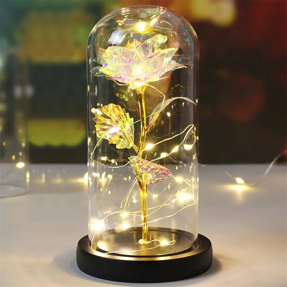 LED Light Rose in Glass Cover - A Timeless Valentine's Day Gift