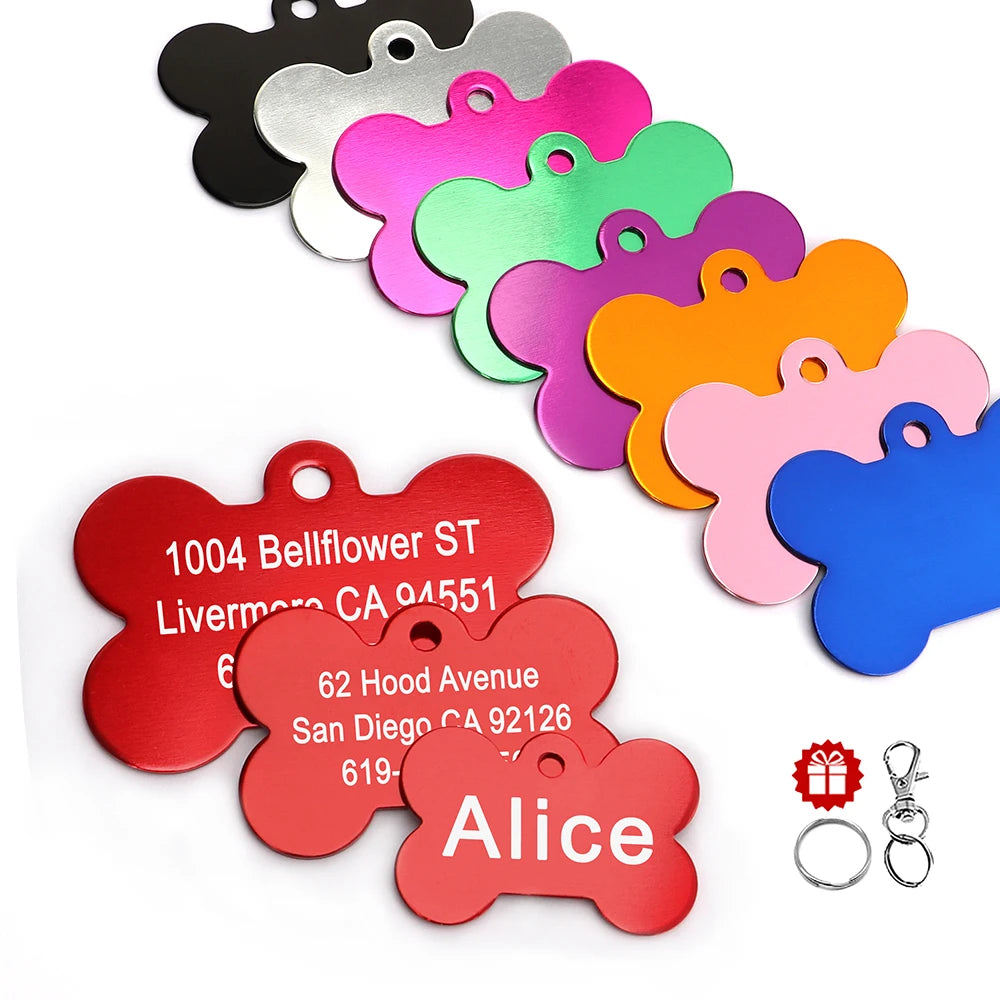 Personalized Alloy Bone ID Tag for Dogs and Cats
