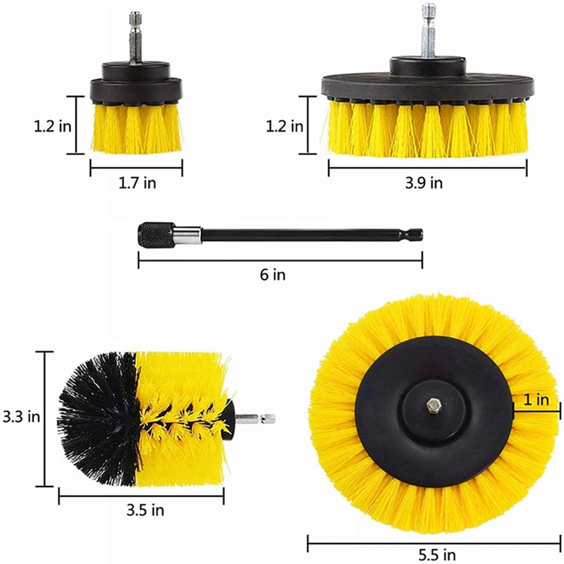 Nylon Power Brush Kit for Cordless Drills - 5 Piece Set