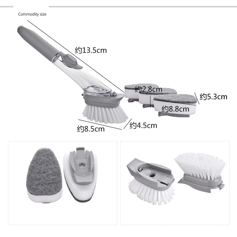 Eco-Friendly 2-in-1 Kitchen Cleaning Brush with Soap Dispenser