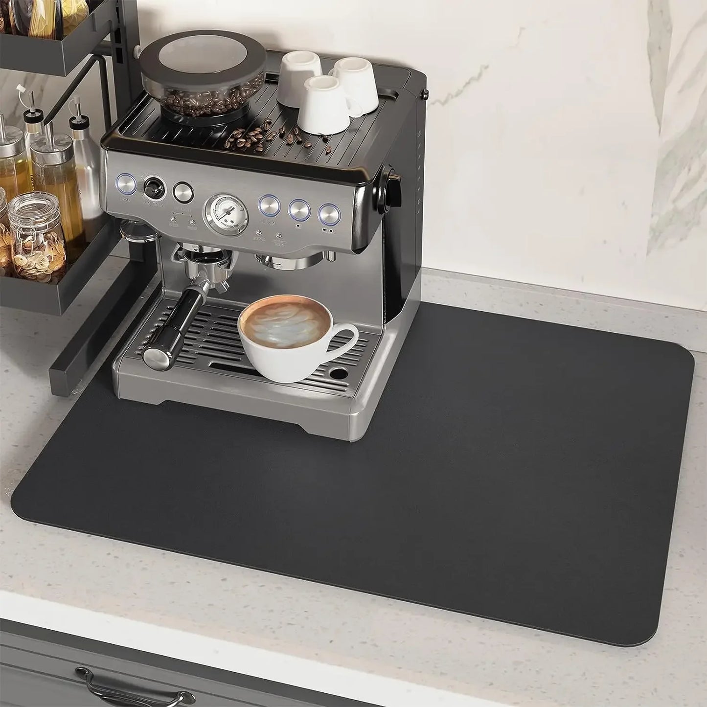 Super Absorbent Coffee Mat - Quick Dry &amp; Stain Hiding Kitchen Accessory