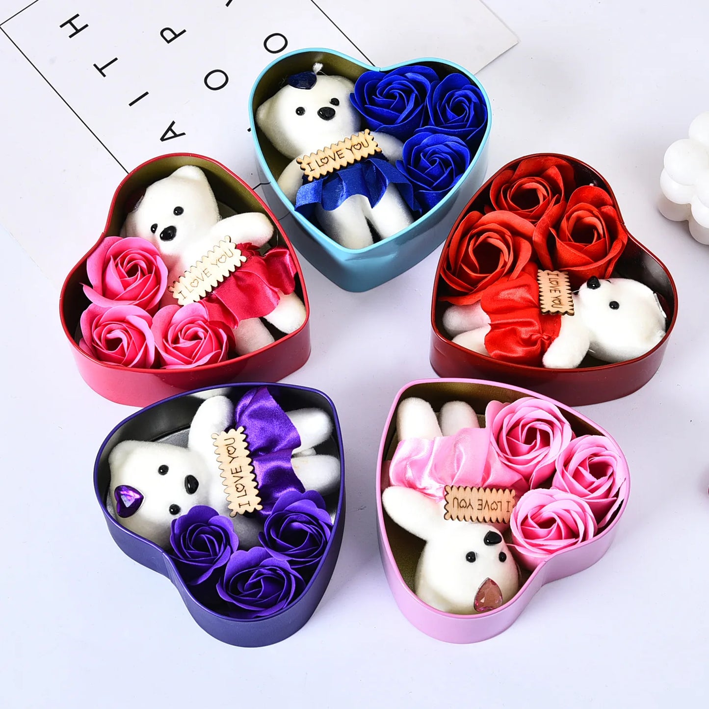 Rose Bear Soap Flower Gift Box - A Timeless Token of Affection